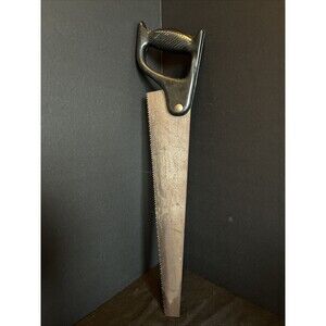 Vintage Hand Saw Removable Blade 16 in Tall w/ 14 in Blade Black Handle Tool